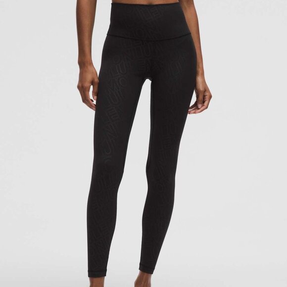 NWT Lululemon Align High-Rise Pant 28" - 8 Linear Wordmark Emboss Black - Picture 1 of 9
